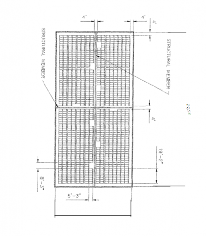 Solar array for a small commercial with 4 foot walkways and 8 by 4 venting opportunities every 20 feet