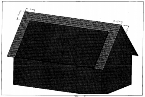 Full gable roof with solar panels showing required clearances at the edges and ridge